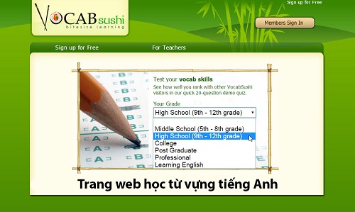 Trang web hoc tu vung tieng Anh